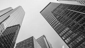 Skyscrapers representing banks and financial organizations