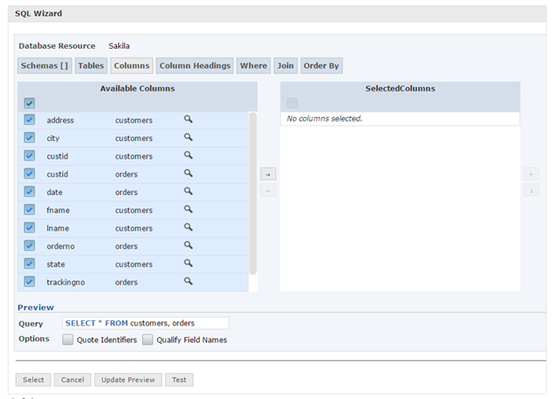 SQL Wizard - Columns 