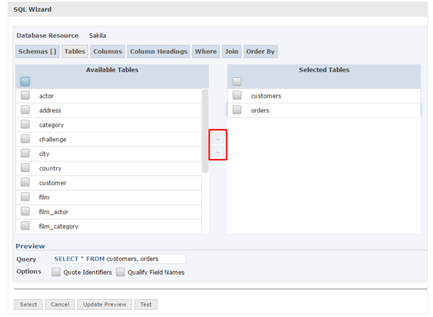 SQL Wizard - Table 