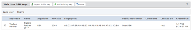 Web User SSH Keys 
