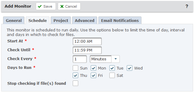 Monitor Schedule Tab.