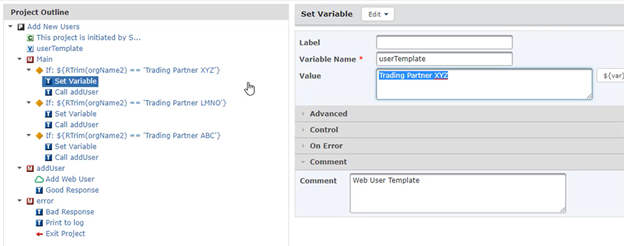 Setting Variables in the Project